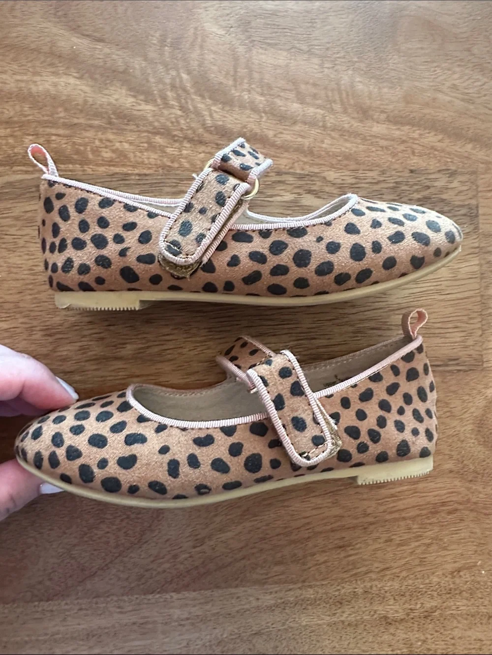 Cat & Jack Pink Trim Leopard Print Mary Jane Shoes